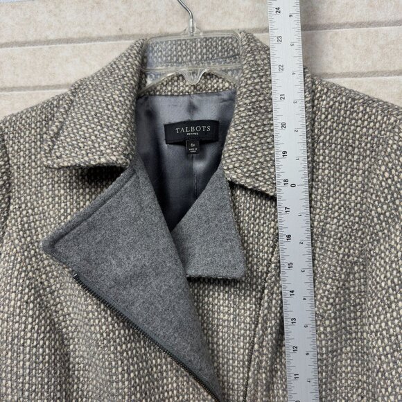 Talbots Tweed Jacket Gray Wool Blend Zip-Up Cuff Blazer Career Sport Coat 6P - Picture 12 of 16